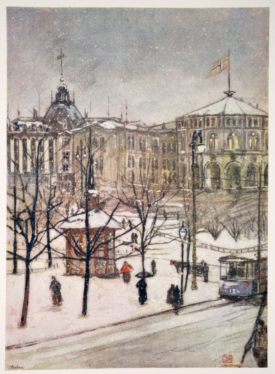 Parlamenttitalo (Strorthing), Christiania, 1905 tekijältä Nico Jungman