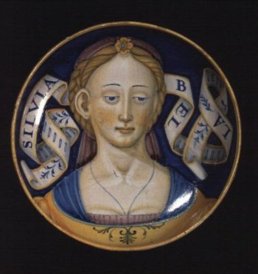Majolikakuppi, Belle donne -sarjasta, 1525 tekijältä Nicolò Pellipario