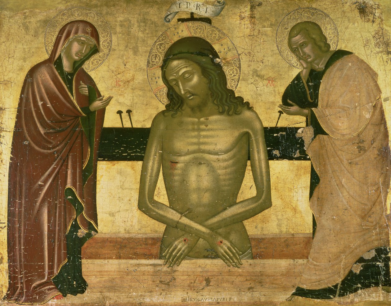 Kristuksen tuska Neitsyen ja Pyhän Johannes Kastajan kanssa n. 1489-1493 (paneeli) tekijältä Nicola Zafuri