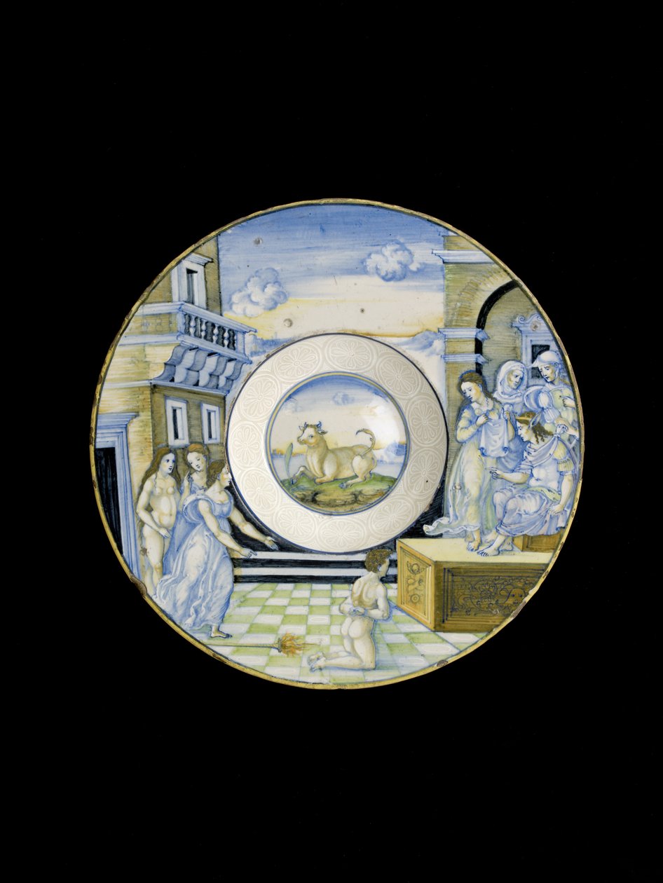 The Calumny of Apelles, 1400-luku (maiolica) tekijältä Nicola da Urbino