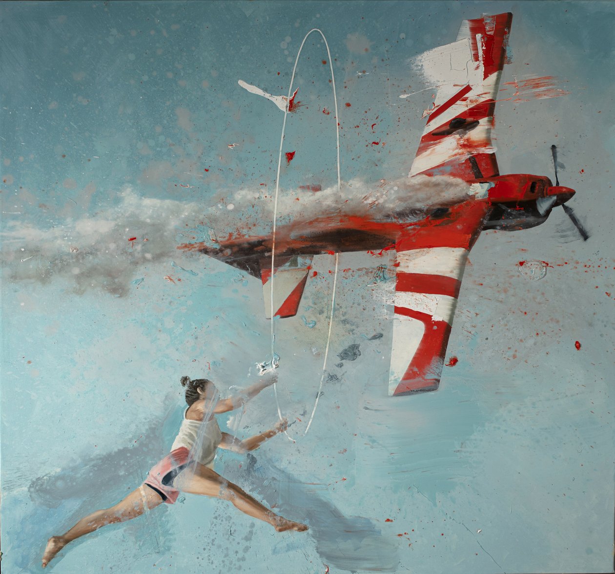 Hula-hoop plane, 2022 (öljy kankaalle) tekijältä Nicola Pucci