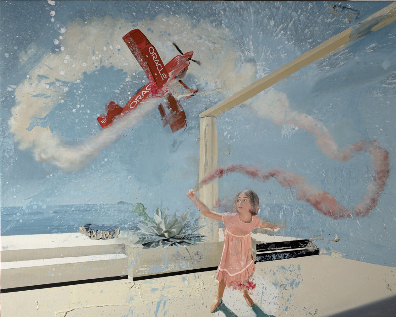 Smoky girl plane, 2022 (öljy kankaalle) tekijältä Nicola Pucci