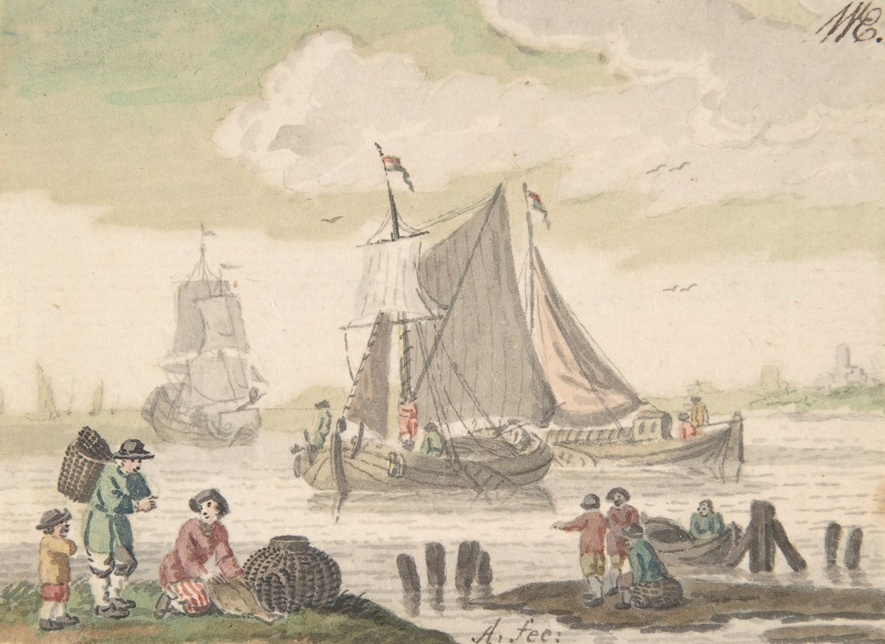 Merimaisema kuusi hahmoa etualalla, 1733-93. tekijältä Nicolaas Aartman