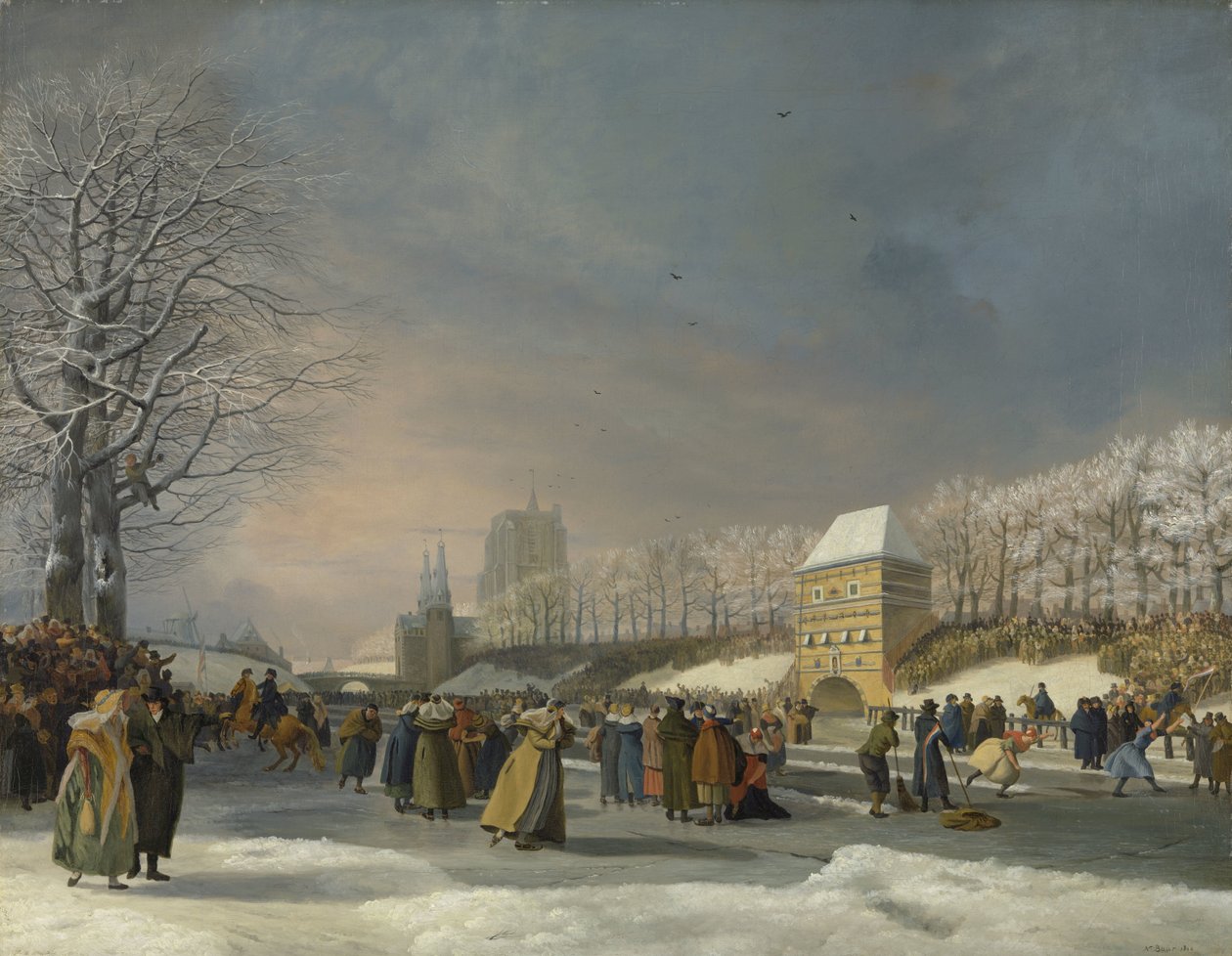 Naisten luistelukilpailut Stadsgrachtissa Leeuwardenissa, 21. tammikuuta 1809 Luistelukilpailut Stadsgrachtissa Leeuwardenissa 21. tammikuuta 1809 tekijältä Nicolaas Baur (signed by artist)