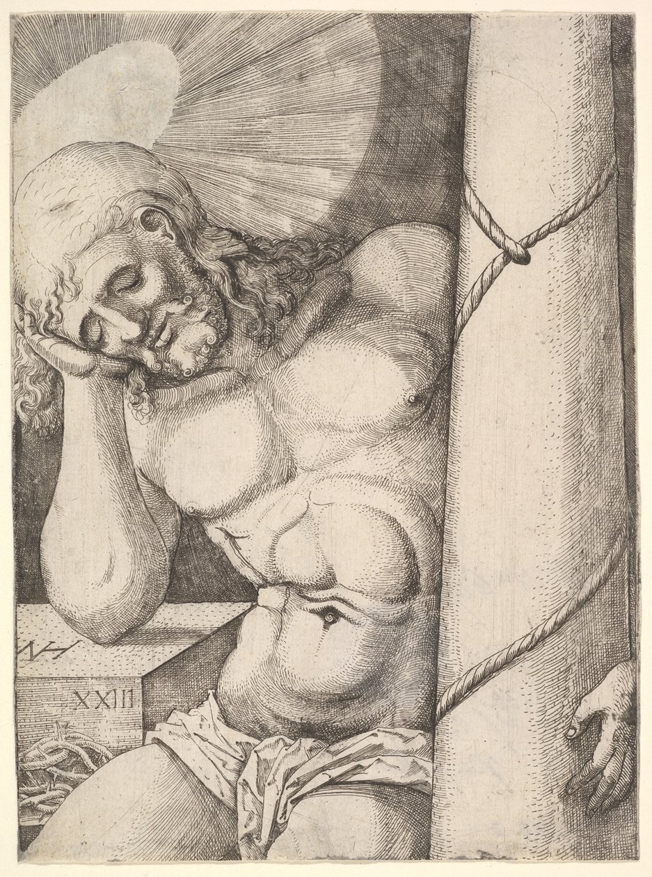 Surujen mies pylväässä, 1523. tekijältä Nicolaas Hogenberg