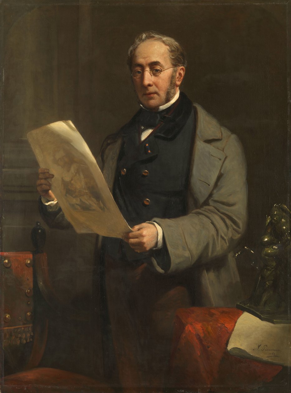 Muotokuva Jacob de Vos Jacobszoonista (1803-1878). Amsterdamin taiteen keräilijä ja historiallisen gallerian De Vos omistaja tekijältä Nicolaas Pieneman