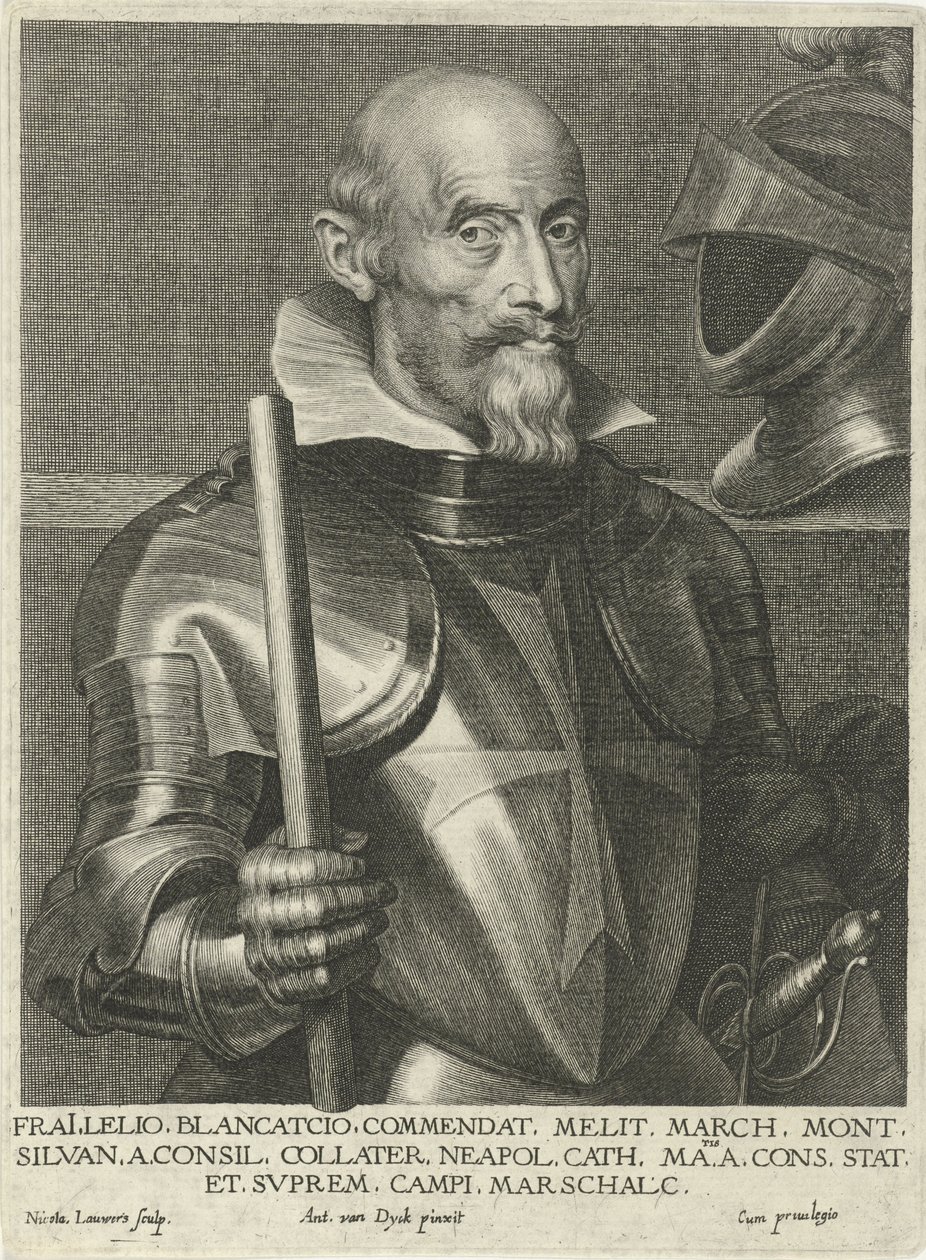 Lelio Brancaccion muotokuva, kaiverrus Nicolaes Lauwers Anthony van Dyckin jälkeen tekijältä Nicolaes Lauwers