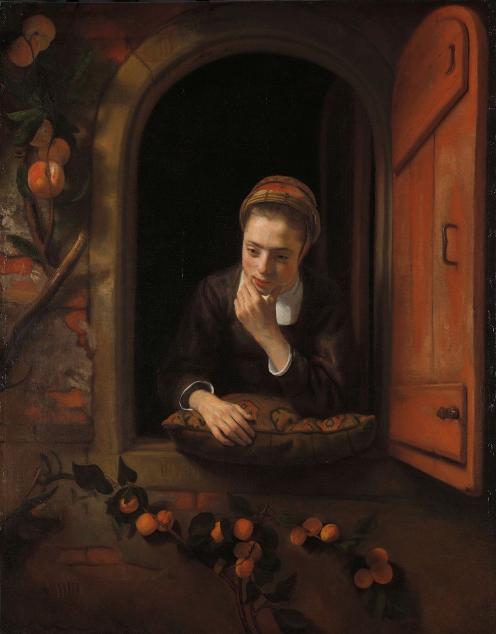 Tyttö ikkunalla, joka tunnetaan nimellä "Unelmoija", 1650-60 tekijältä Nicolaes Maes