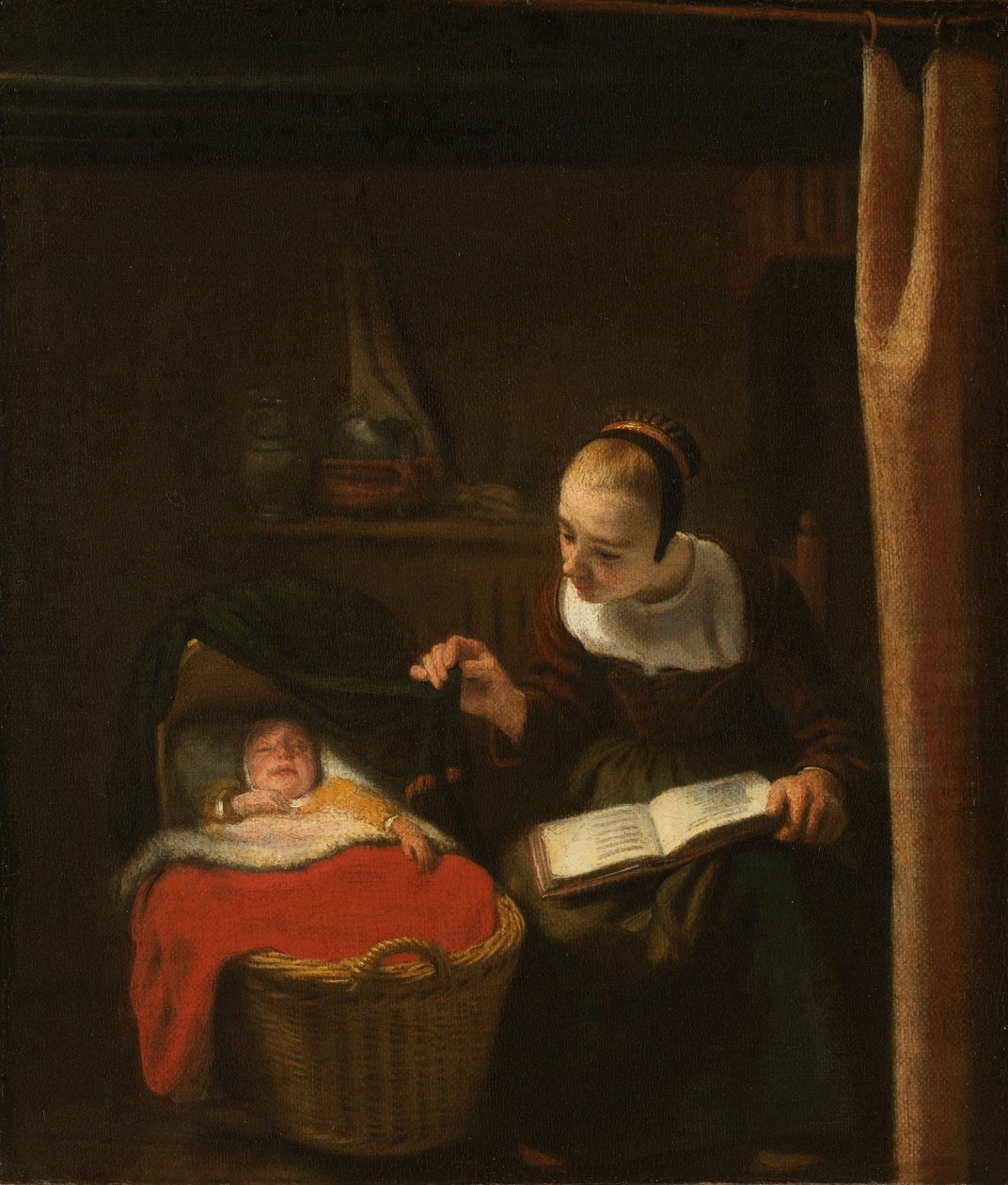 Nuori nainen kehdossa, 1652-62 tekijältä Nicolaes Maes