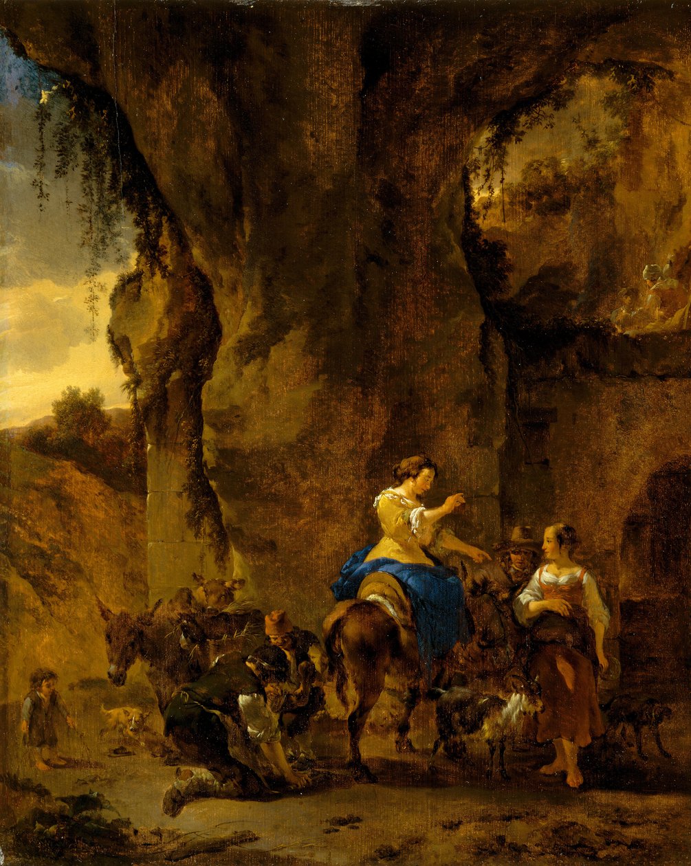 The Country Farrier, 1660-luvun alku (öljy tammilevylle) tekijältä Nicolaes Pietersz. Berchem