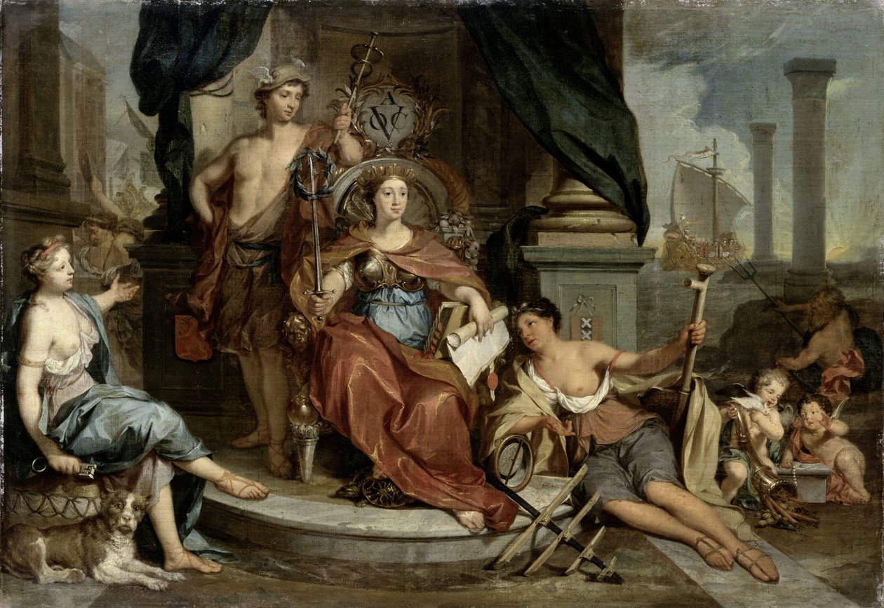 Apotheosis of the Dutch East India Company (Allegory of the Amsterdam Chamber of Commerce of the VOC), 1702-46 tekijältä Nicolaes Verkolje