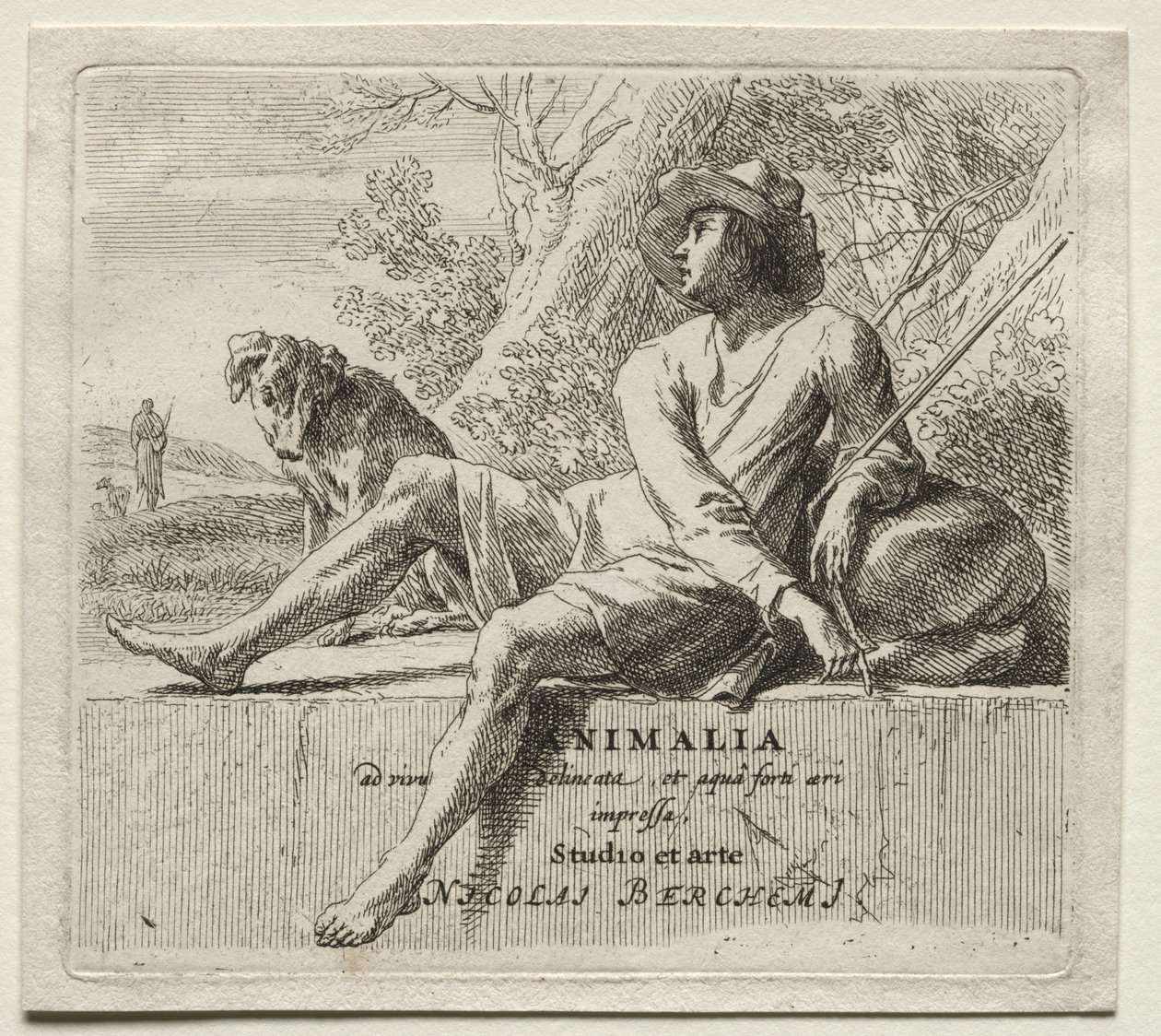 Animalia: Frontispiece, Shepherd ja Dog tekijältä Nicolaes Berchem