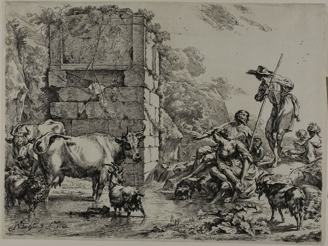 Lehmän juominen tekijältä Nicolaes Berchem