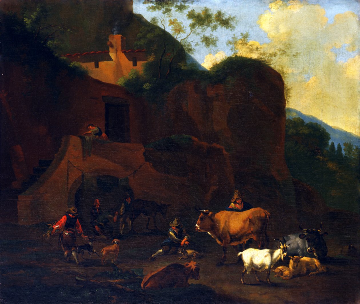 Talonpojat ja karja, 1600-luku tekijältä Nicolaes Berchem