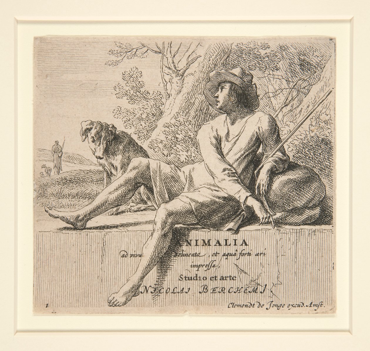 Paimen istuu kivellä (alkaen tekijältä Nicolaes Berchem