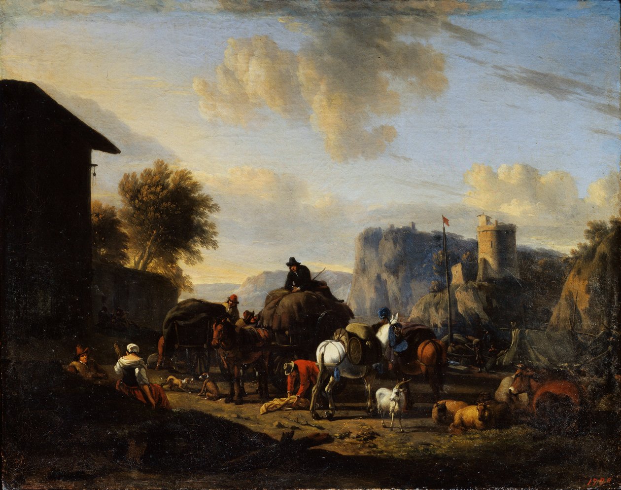 Loput saattueesta, 1600-luku tekijältä Nicolaes Pietersz. Berchem