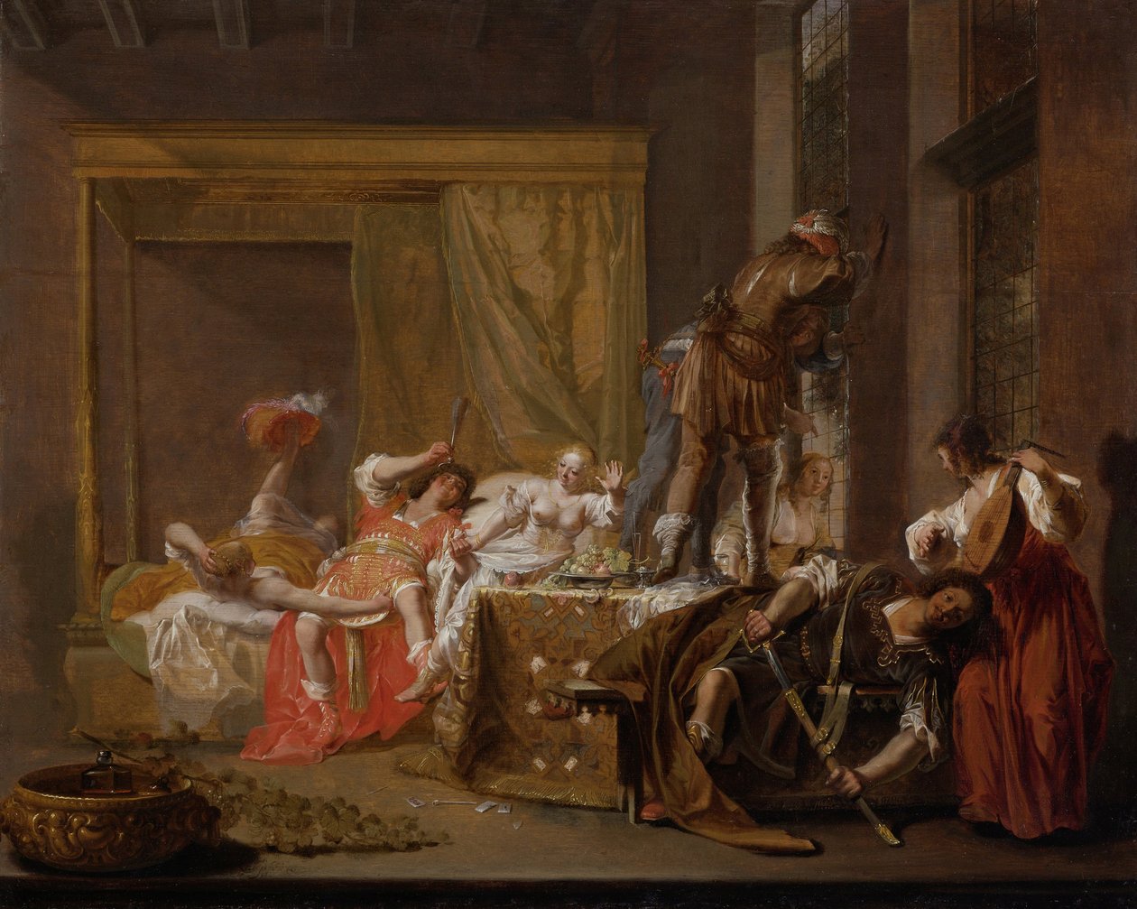 Yritys bordellissa Messalina und Gaius Silius, 1655 tekijältä Nicolaes Knüpfer