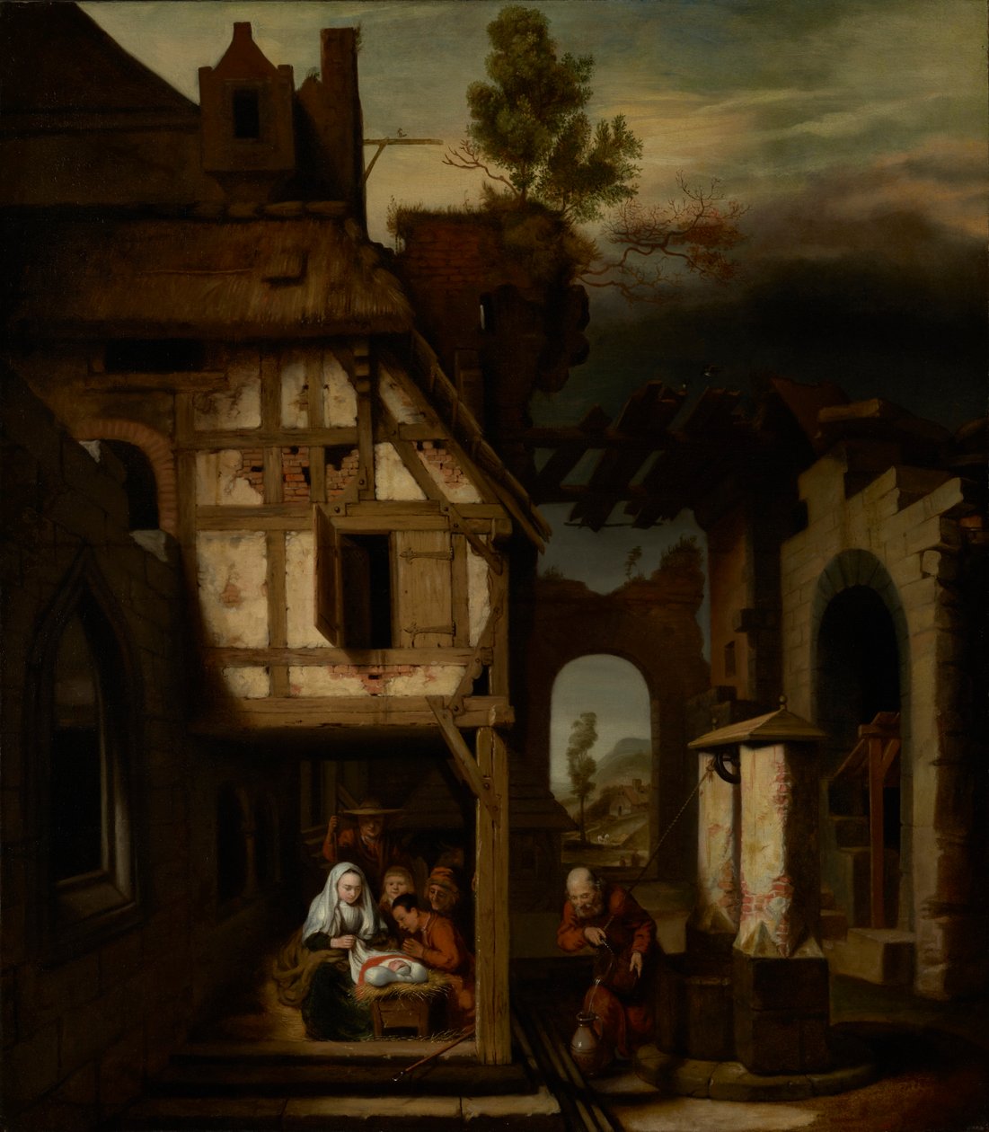 Paimenten palvonta, n. 1660 tekijältä Nicolaes Maes