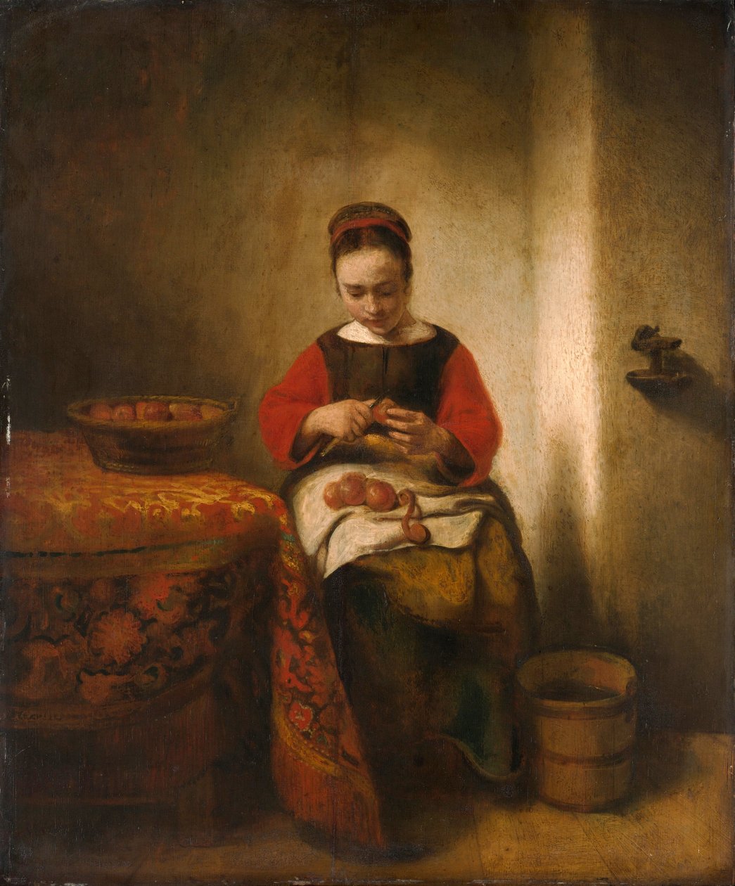 Omenankuori, noin 1655 (öljy puulle) tekijältä Nicolaes Maes