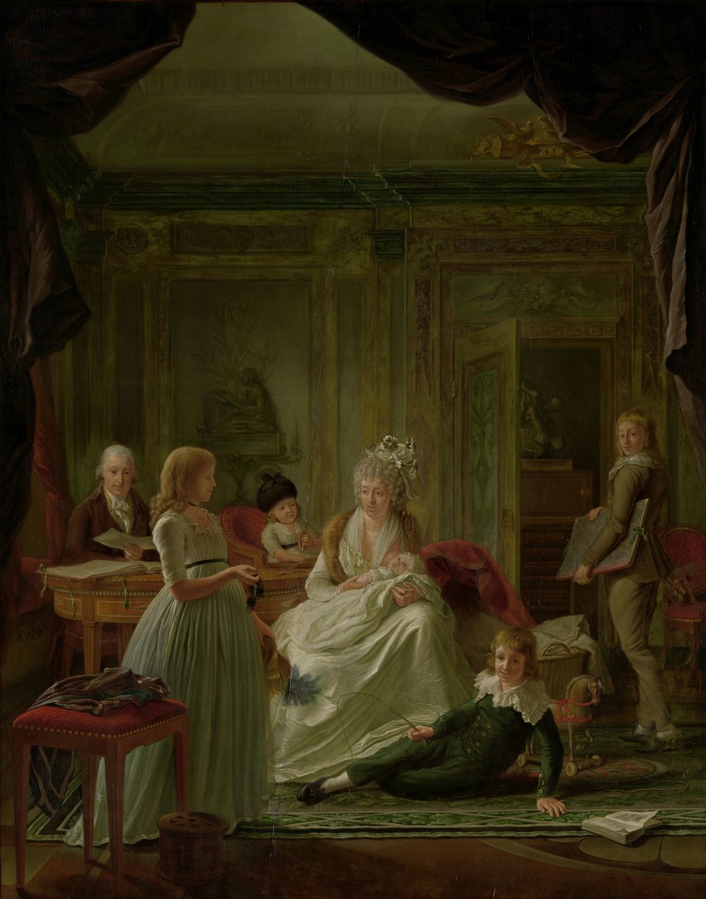 Muotokuva Aernout van Beeftinghistä, hänen vaimostaan Jacoba Maria Boonista ja heidän lapsistaan Aernout van Beeftingh (1759-1831) ensimmäisen vaimonsa Jacoba Maria Boonin (1760-1800) ja heidän lastensa kanssa tekijältä Nicolaes Muys