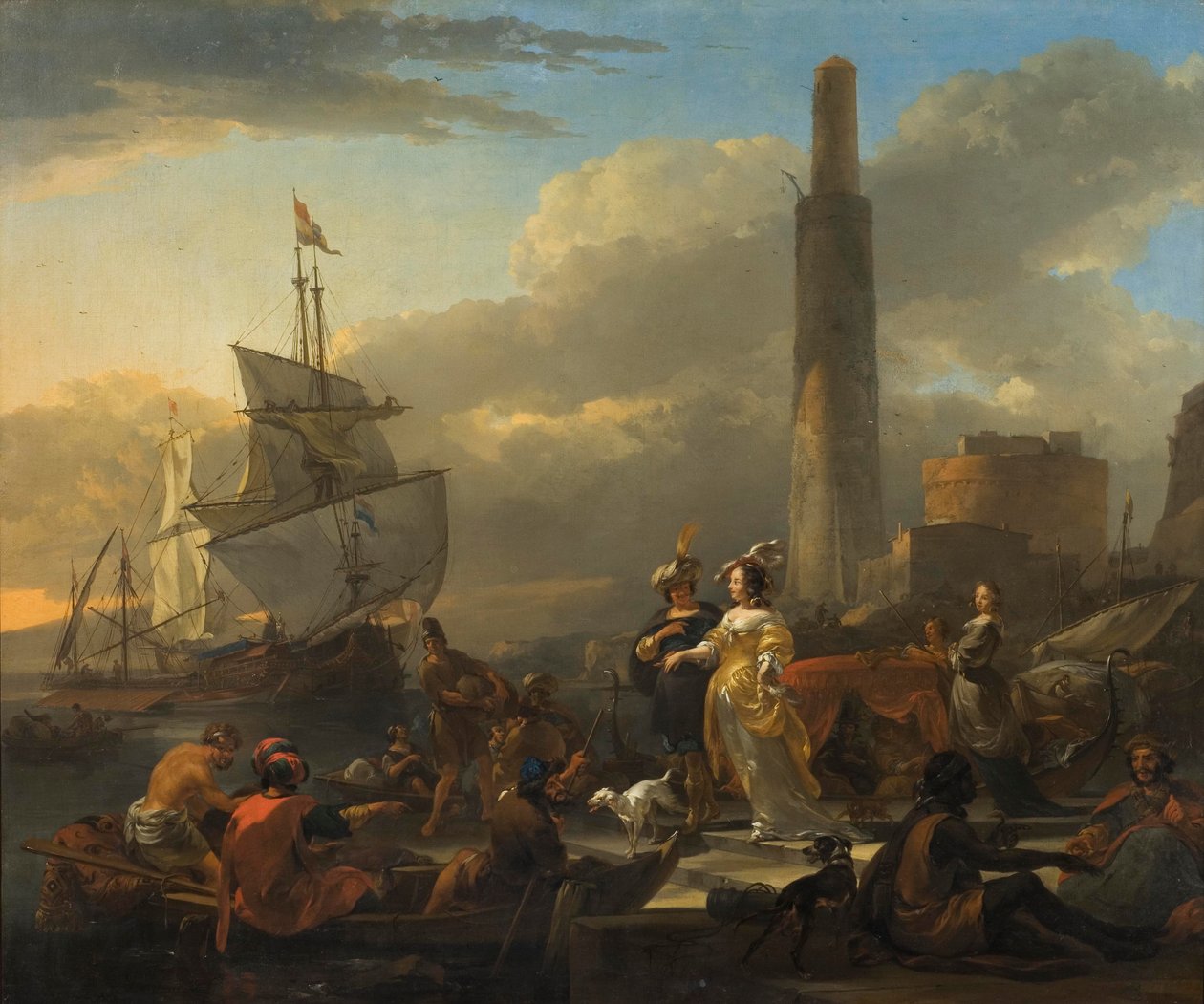 Satamakuva, noin 1665 tekijältä Nicolaes Pietersz. Berchem