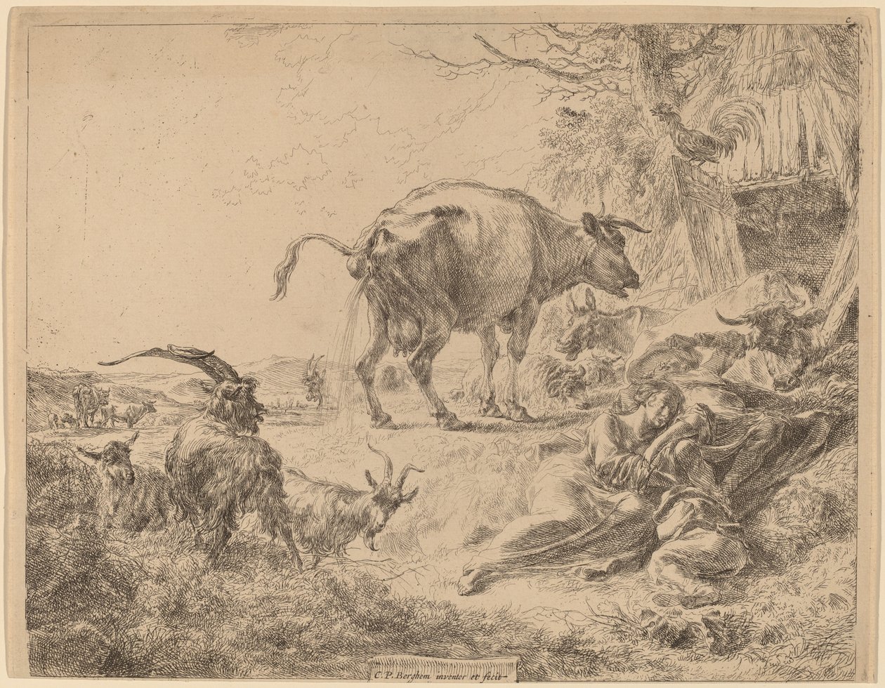 Lehmän kusiminen tekijältä Nicolaes Pietersz Berchem