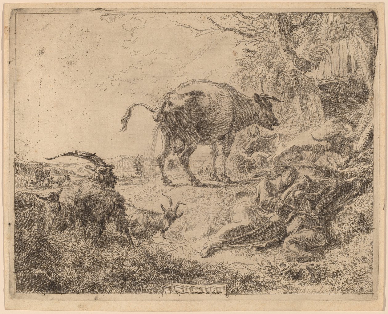 Lehmän kusiminen tekijältä Nicolaes Pietersz Berchem