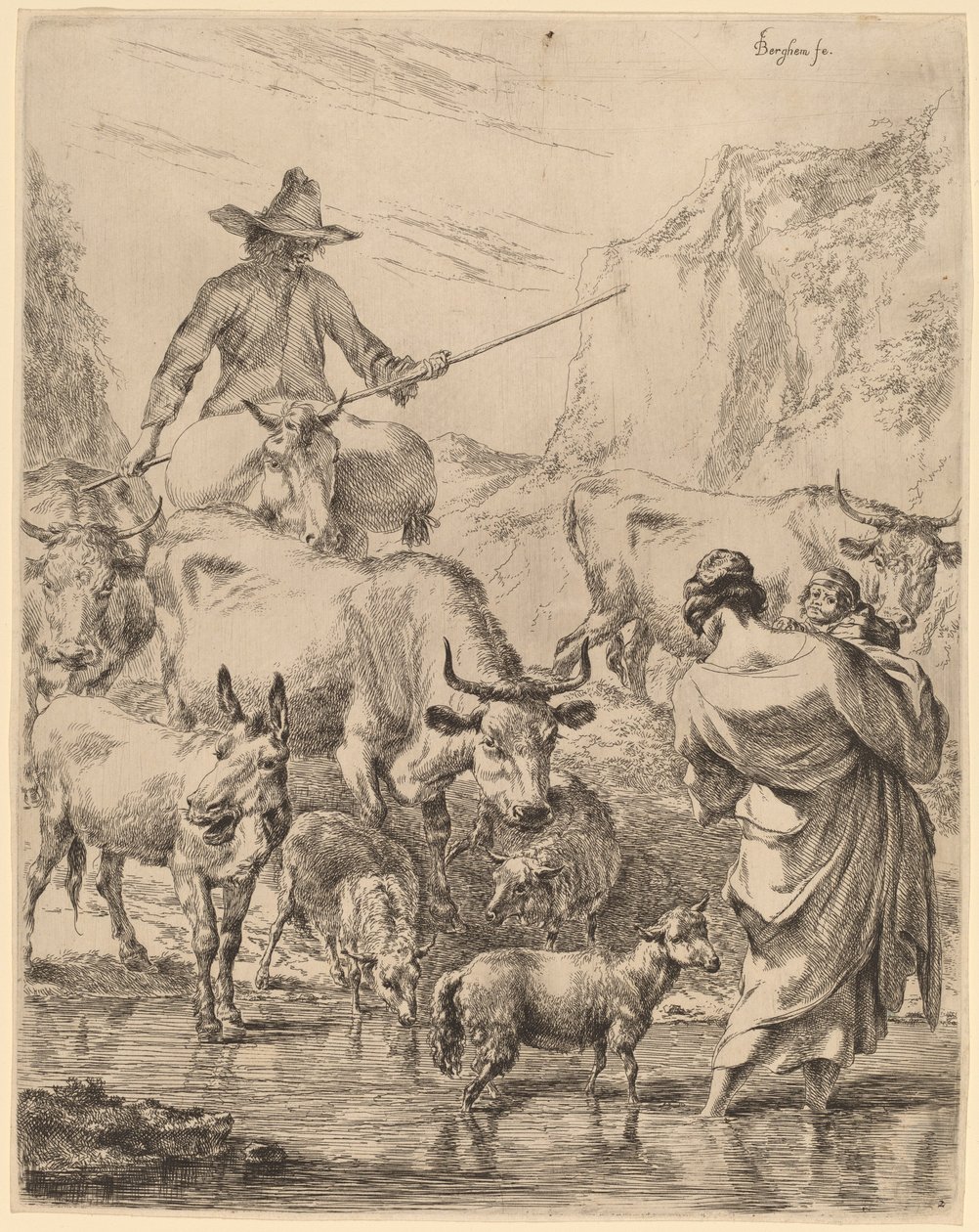 Lauma ylittää puron tekijältä Nicolaes Pietersz Berchem
