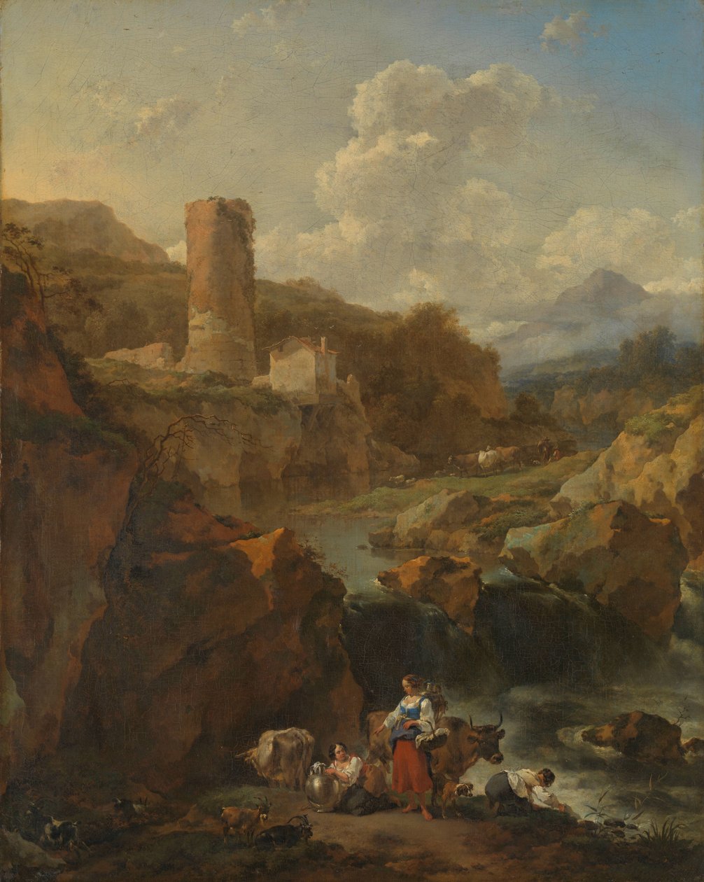 Italian maisema tekijältä Nicolaes Pietersz Berchem