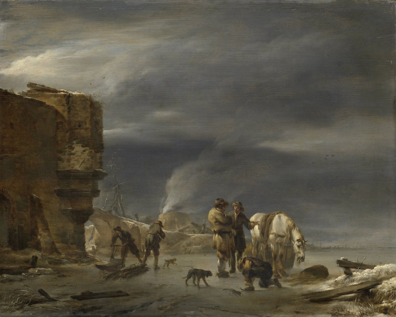 Jäällä lähellä kaupunkia tekijältä Nicolaes Pietersz Berchem