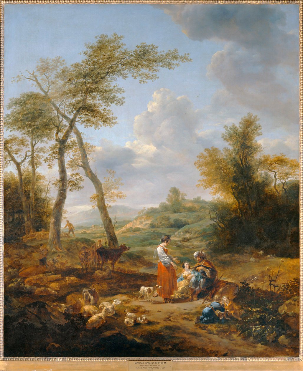 Maisema Elkanan ja hänen kahden vaimonsa Annan ja Penninan kanssa ... tekijältä Nicolaes Pietersz. Berchem