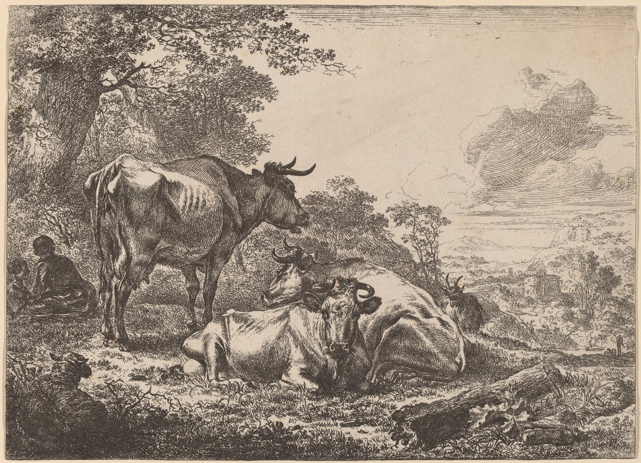 Lepäävät lehmät tekijältä Nicolaes Pietersz Berchem