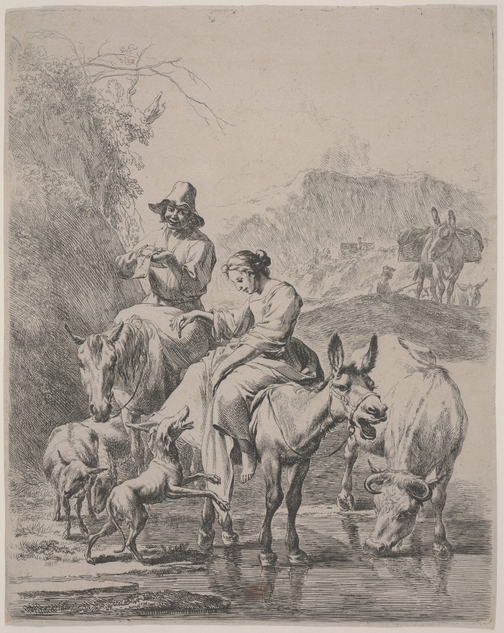 Joen ylitys tekijältä Nicolaes Pietersz. Berchem