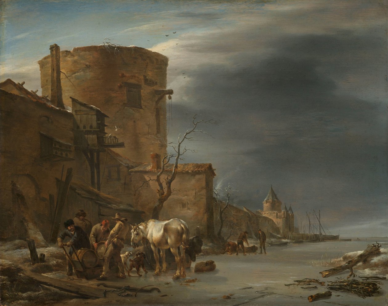 Haarlemin kaupunginmuuri talvella tekijältä Nicolaes Pietersz Berchem