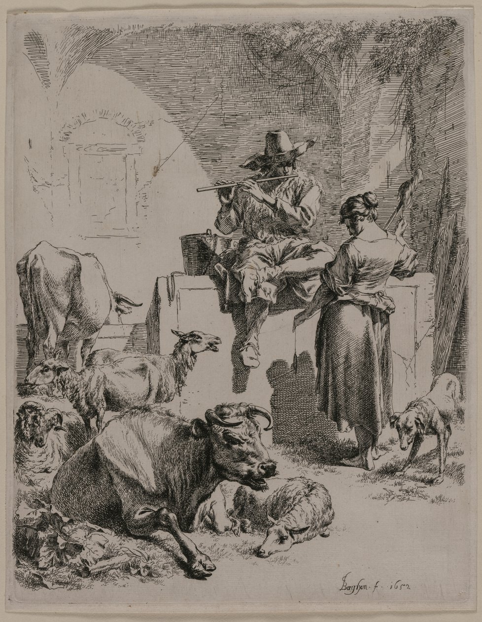 Putkipaimen, 1652. tekijältä Nicolaes Pietersz. Berchem
