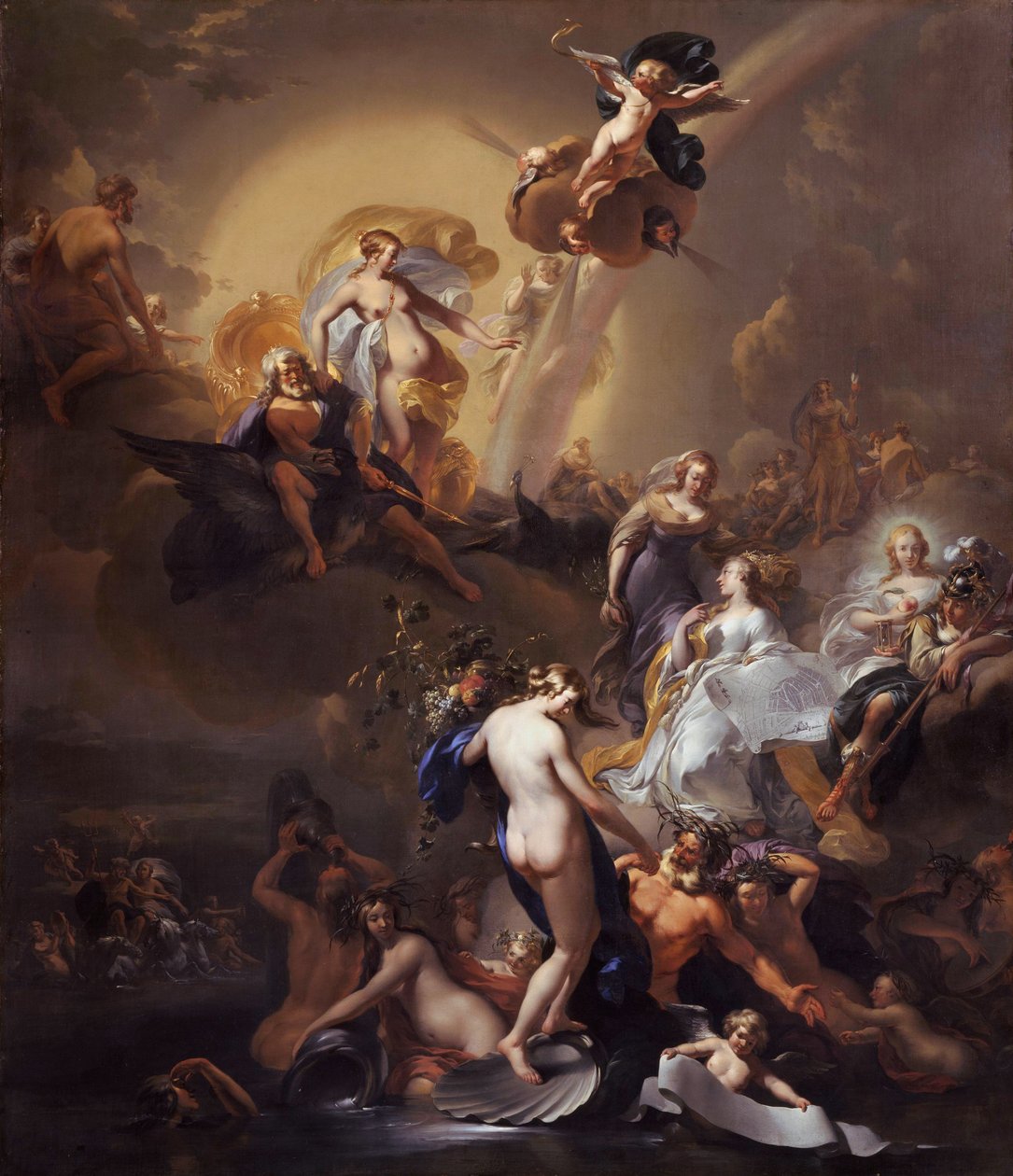 Allegoria Amsterdamin laajentumisesta tekijältä Nicolaes Pieterszoon Berchem