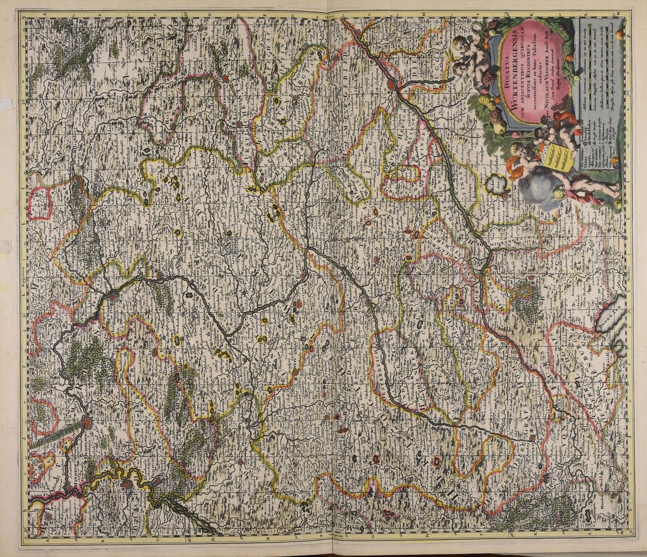 Ducatus Wurtenbergensis cum adjacentibus quibusdam Sueviae regionibus accuratissime in hanc tabulam redactus. tekijältä Nicolaes Visscher