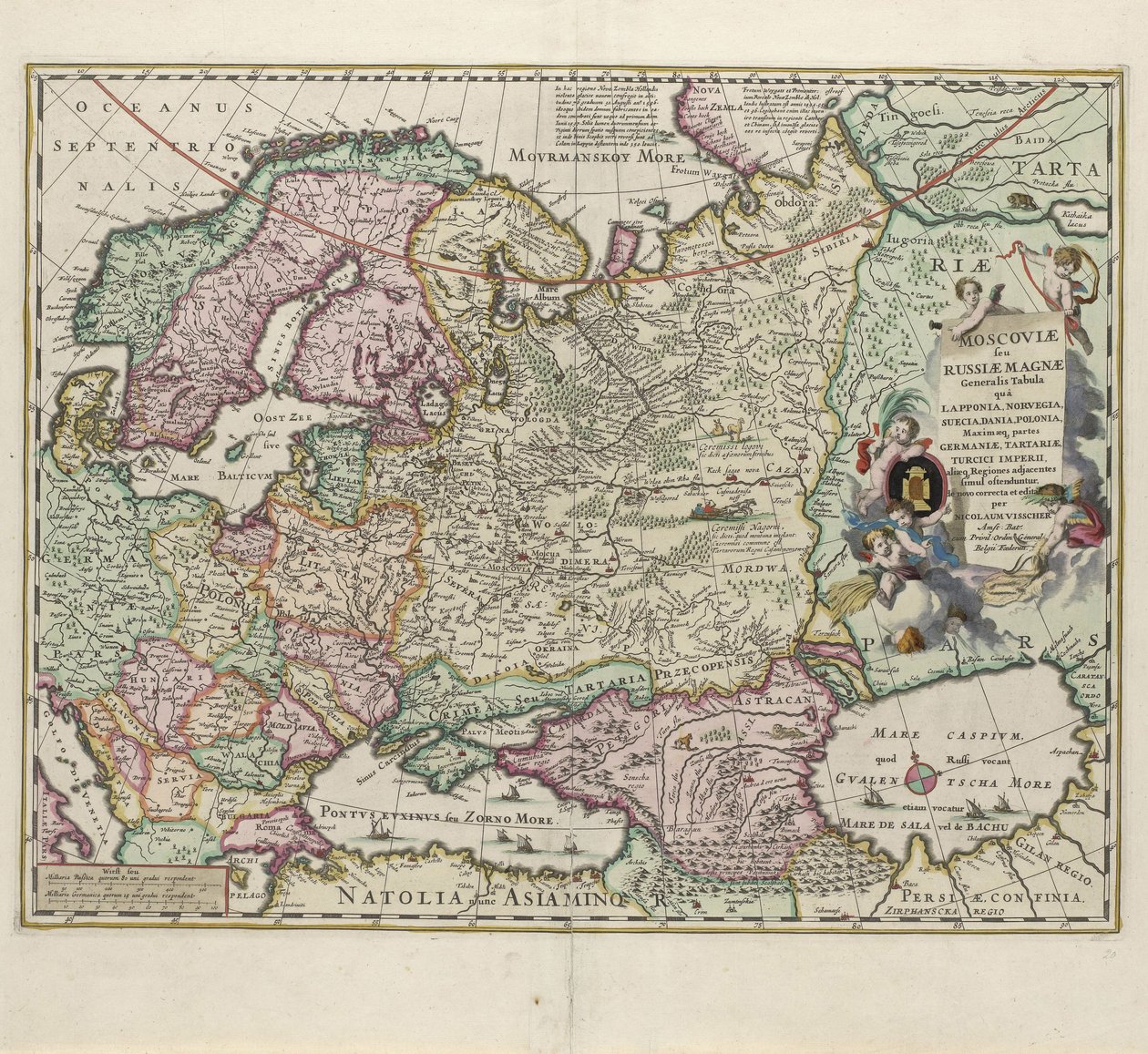 Venäjän kartta, 1600-luvun toinen puoli tekijältä Nicolaes Visscher