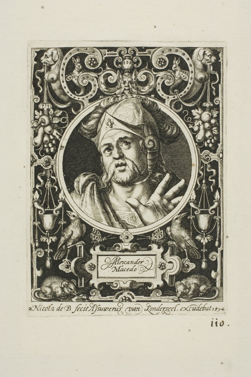 Aleksanteri Suuri, levy kaksi teoksesta The Nine Worthies (Yhdeksän kunniakasta). tekijältä Nicolaes de Bruyn