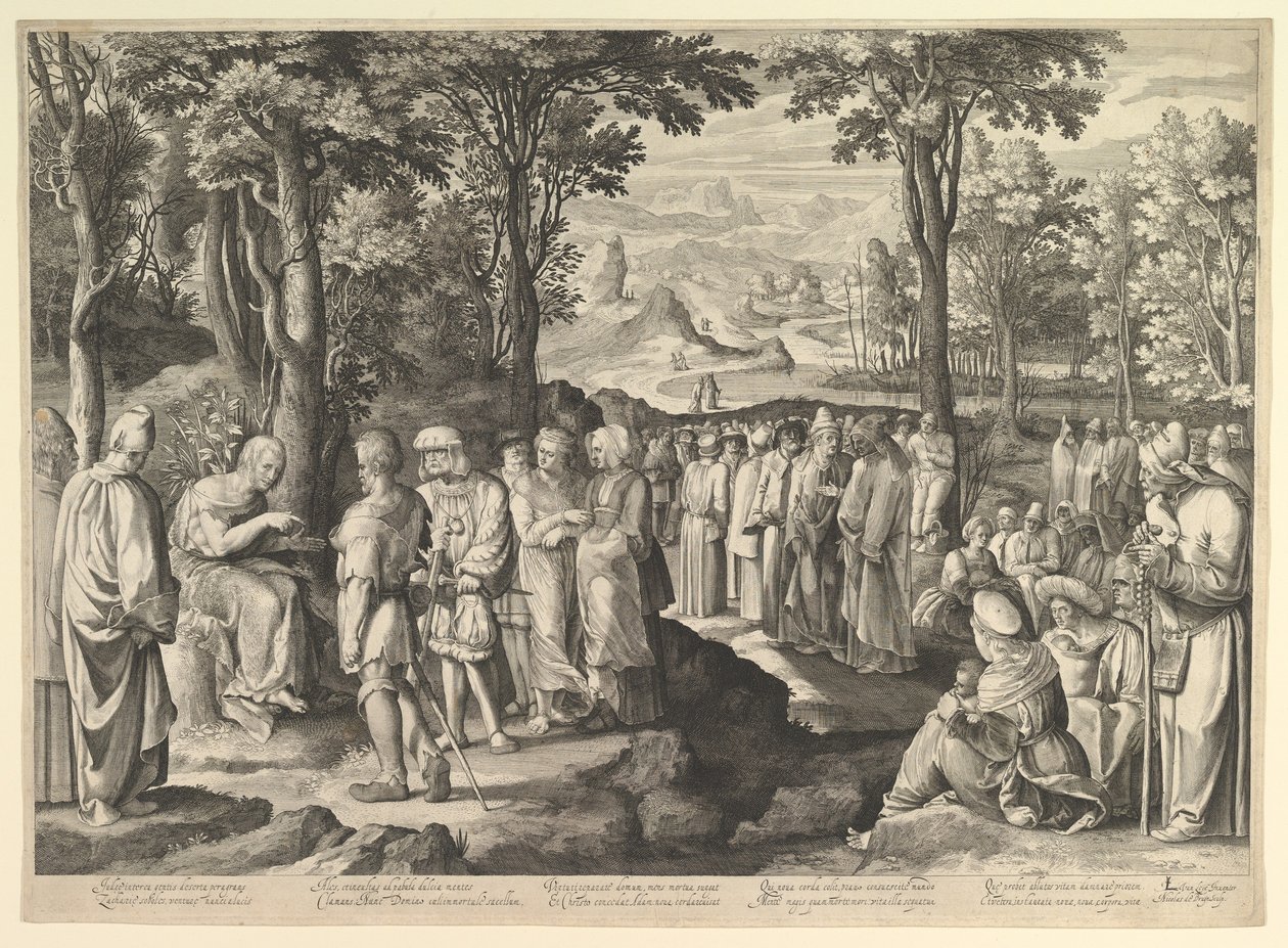Johannes Kastaja saarnaa autiomaassa, n. 1527-28 tekijältä Nicolaes de Bruyn
