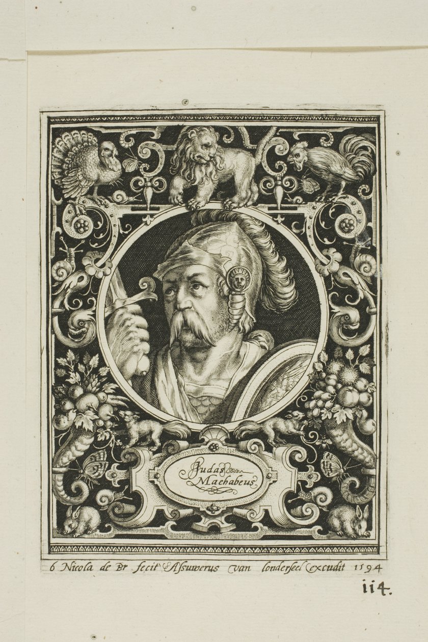 Judas Macabee, levy kuusi teoksesta "The Nine Worthies". tekijältä Nicolaes de Bruyn