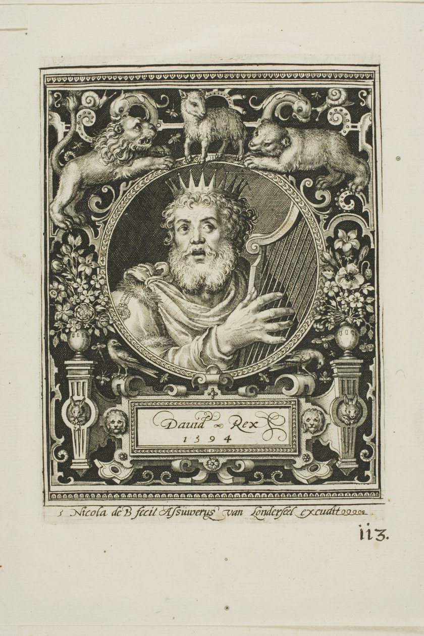 Kuningas Daavid, levy viisi teoksesta The Nine Worthies (Yhdeksän arvokasta) tekijältä Nicolaes de Bruyn