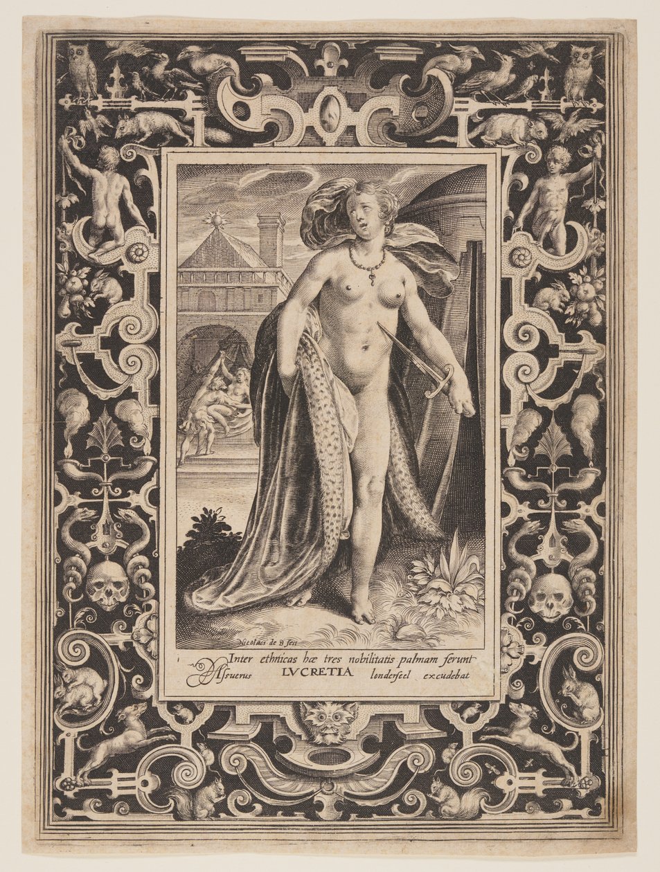 Lucretia, levy yksi teoksesta The Nine Worthies (Yhdeksän arvokasta) tekijältä Nicolaes de Bruyn