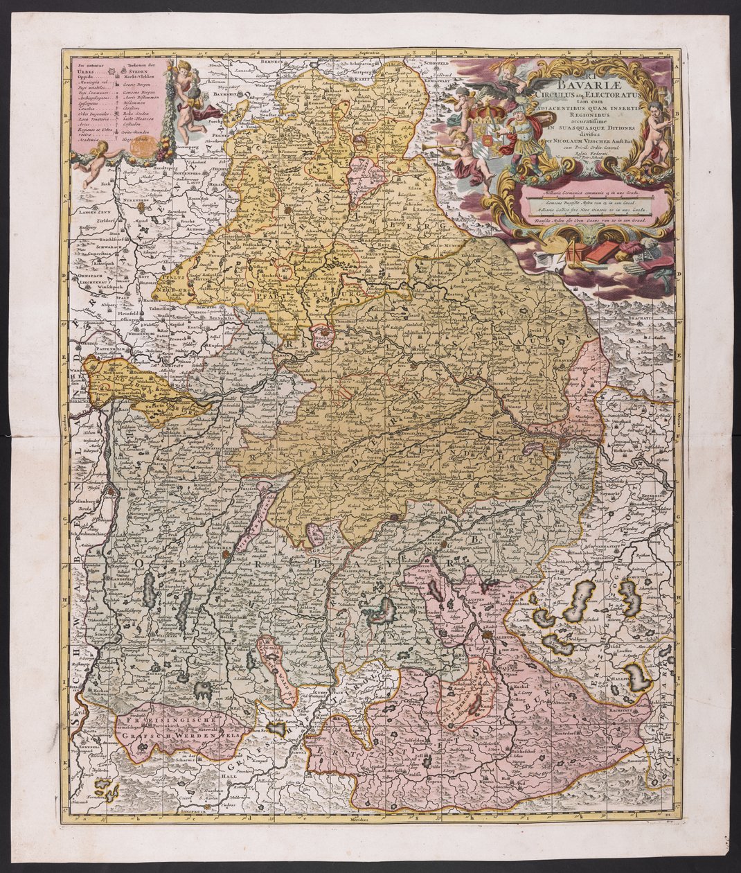Baijerin kartta,  Nicolaes Visscher, kartografi,  Noin 1730, tekijältä Nicolaes the Elder (after) Visscher
