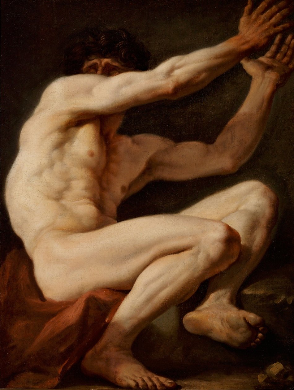 Siddende mandlig modelfigur tekijältä Nicolai Abraham Abildgaard