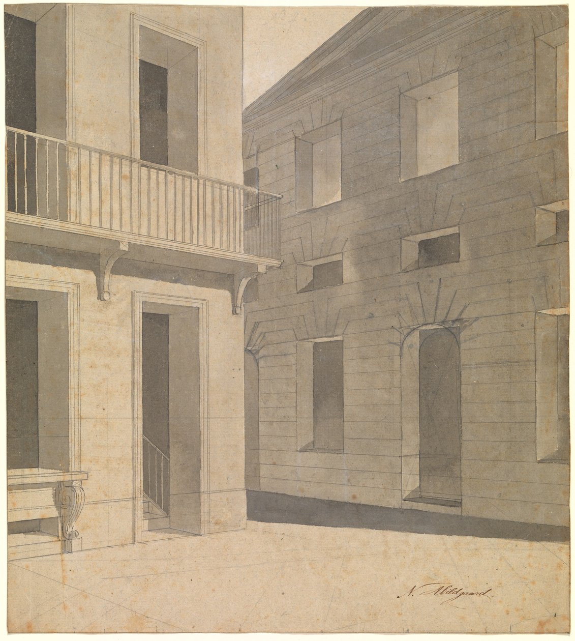 Escena de carrer antiga. Presumiblement un treball preparatori per a Terentsbildet amb l