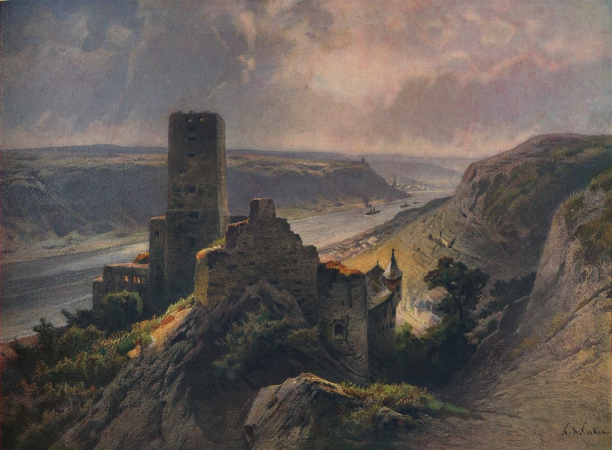 Gutenfelsin linna näköalalla Oberweseliin, Gutenfelsin linna näköalalla Oberweseliin, 1923. tekijältä Nicolai Astudin