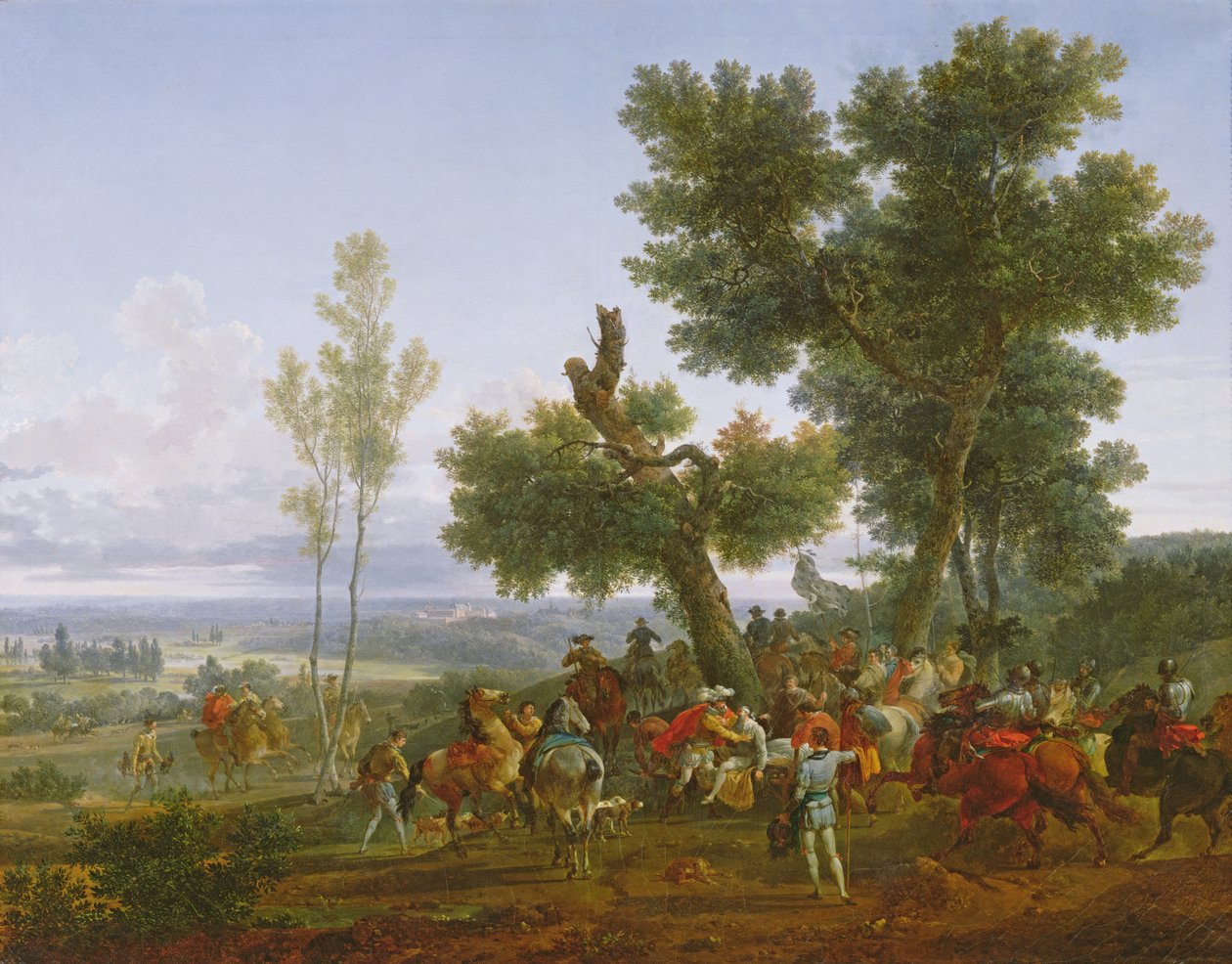 Ranskan ja Navarran kuninkaan Henrik IV:n ja Sullyn herttuan Maximilien de Béthunen tapaaminen Beuvronin tasangolla Ivryn taistelua seuraavana päivänä vuonna 1590, 1822. tekijältä Nicolas Antoine Taunay