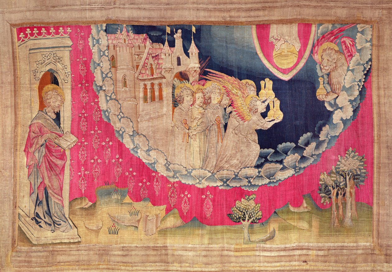 Enkelit, The Apocalypse Tapestry of Angers, 1373-87 (kuvakudos) tekijältä Nicolas Bataille