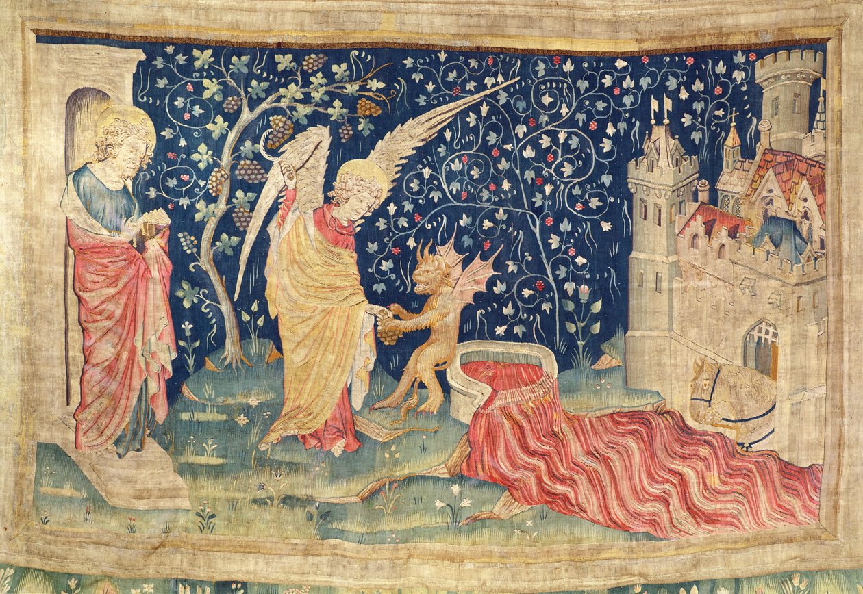 Veri virtaa Jumalan vihan suuresta viinikuurnasta, nro 55 "Angersin maailmanloppu", 1373-87 (kuvakudos) tekijältä Nicolas Bataille
